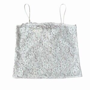 Gunne Sax by Jessica McClintock Cami Crop Top Womens Petite S Ivory Lace